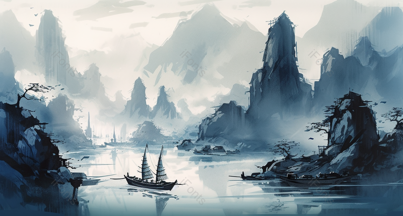 中国风抽象山林水墨画,插画/手绘图,插画/手绘图库,插画/手绘图下载,插画/手绘